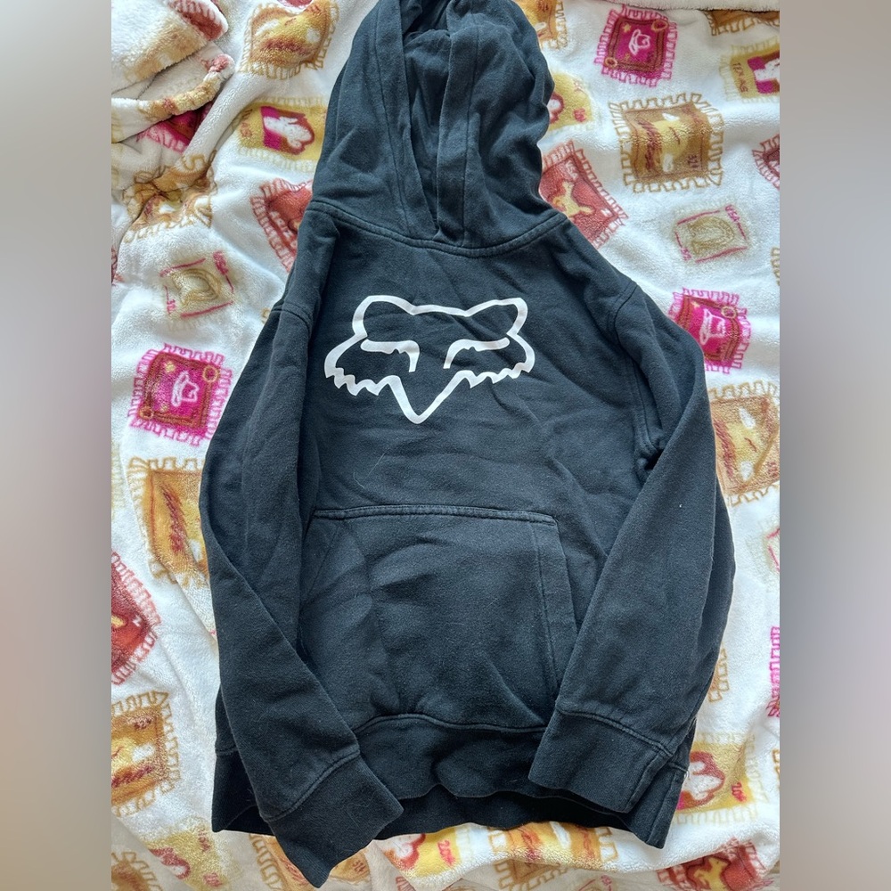 Kids Fox Black and White Logo Hoodie